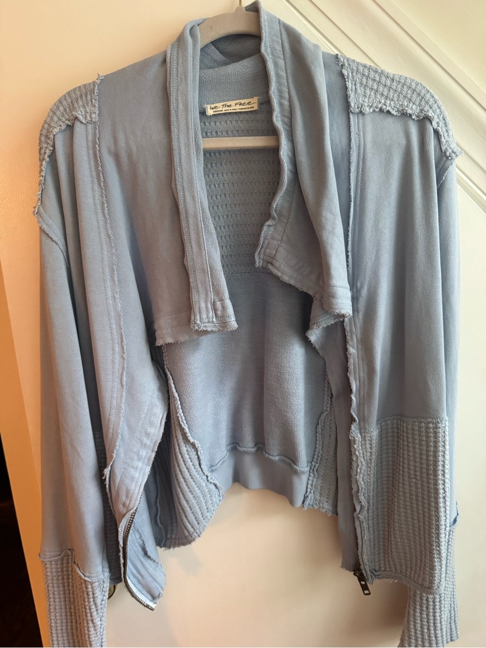 We The Free Light Blue Open-Front Knit Cardigan